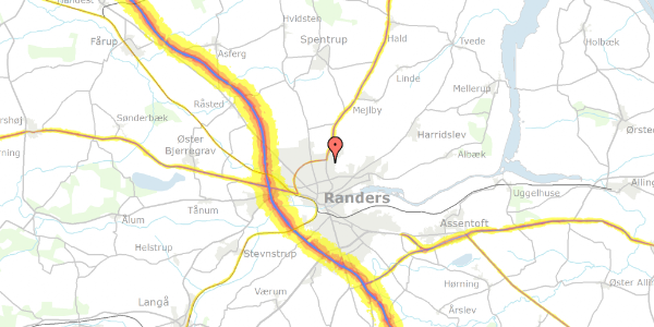 Trafikstøjkort på Platanvej 14, 2. th, 8930 Randers NØ