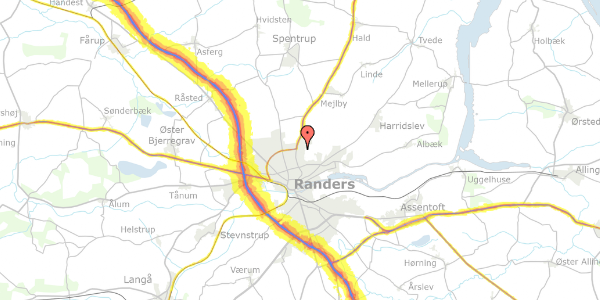 Trafikstøjkort på Platanvej 35B, 8930 Randers NØ