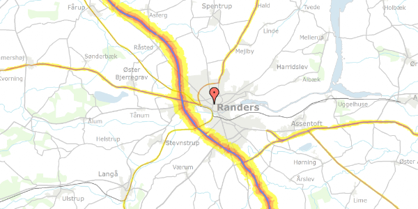 Trafikstøjkort på Pontoppidansgade 7, 3. th, 8900 Randers C