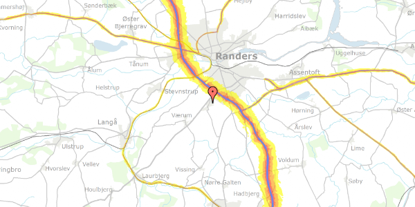 Trafikstøjkort på Ramshøjvej 14, 8940 Randers SV