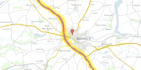 Trafikstøjkort på Ridefogedvej 3, 8920 Randers NV