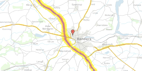 Trafikstøjkort på Ridefogedvej 9, 8920 Randers NV