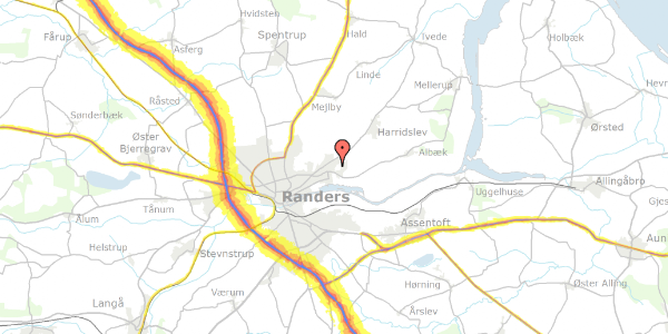 Trafikstøjkort på Rubindalen 11, 8930 Randers NØ