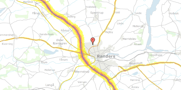 Trafikstøjkort på Rødkløvervej 43, 8920 Randers NV