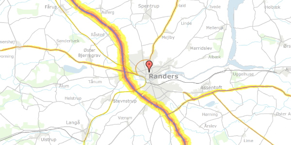 Trafikstøjkort på Sct. Peders Gade 5, 3. th, 8900 Randers C