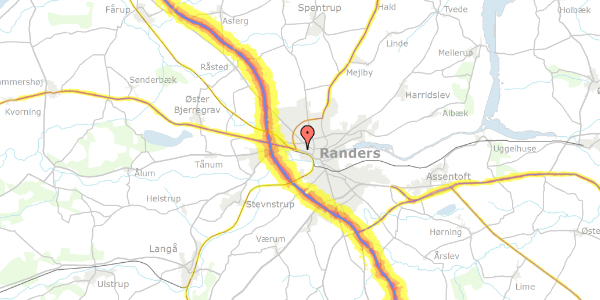 Trafikstøjkort på Sennelsgade 6, 2. th, 8900 Randers C