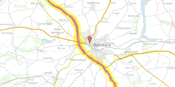 Trafikstøjkort på Sennelsgade 21, 1. th, 8900 Randers C