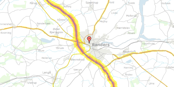 Trafikstøjkort på Sjællandsgade 4, 3. tv, 8900 Randers C