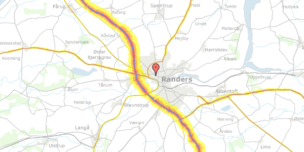 Trafikstøjkort på Sjællandsgade 32, st. tv, 8900 Randers C