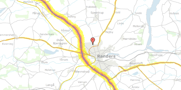 Trafikstøjkort på Skelvangsvej 57, 8920 Randers NV