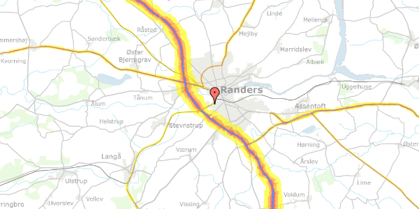 Trafikstøjkort på Skovlund 1, 8940 Randers SV
