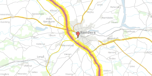 Trafikstøjkort på Skovlund 17, 8940 Randers SV