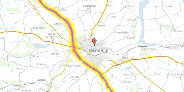 Trafikstøjkort på Skovlyvej 8, 8930 Randers NØ