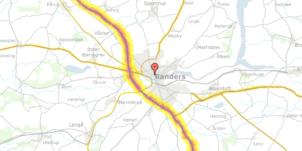 Trafikstøjkort på Slyngborggade 14, 3. th, 8900 Randers C