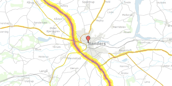 Trafikstøjkort på Slyngborggade 16A, 1. th, 8900 Randers C