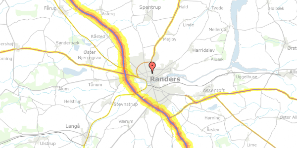 Trafikstøjkort på Spindervej 4, st. 4, 8900 Randers C