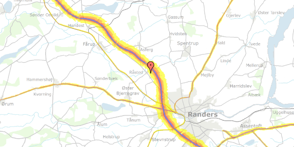 Trafikstøjkort på Stadsgårdsvej 4, 8920 Randers NV