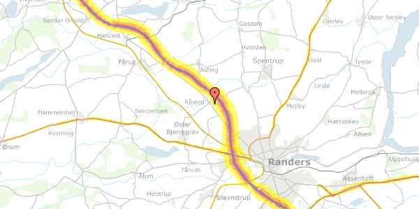 Trafikstøjkort på Stadsgårdsvej 14, 8920 Randers NV