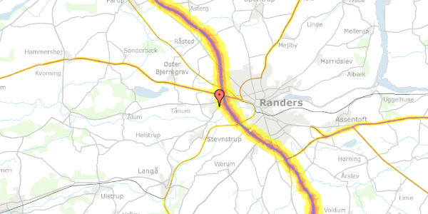 Trafikstøjkort på Strindbergsvej 24, 8920 Randers NV