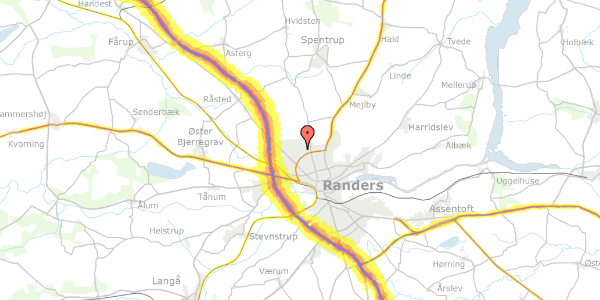 Trafikstøjkort på Stubvangen 16, 8920 Randers NV