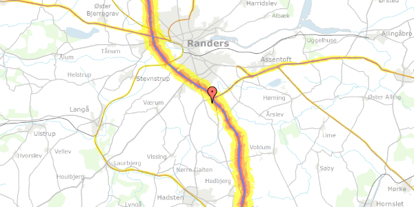 Trafikstøjkort på Sdr. Borupvej 8, 8940 Randers SV