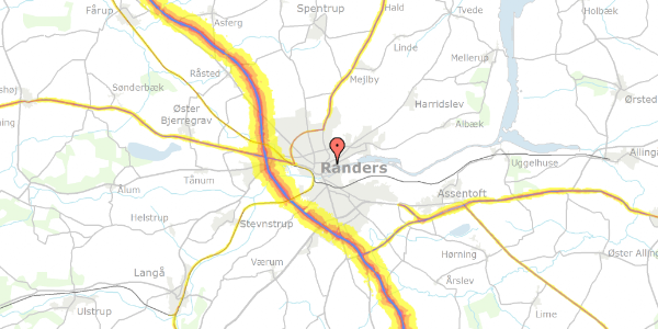 Trafikstøjkort på Tøjhushavevej 24, st. th, 8900 Randers C