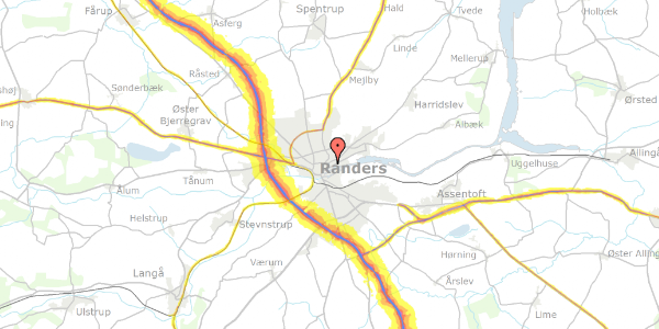 Trafikstøjkort på Tøjhushavevej 28, 1. , 8900 Randers C