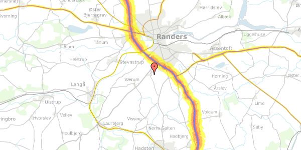 Trafikstøjkort på Vangen 23, 8940 Randers SV