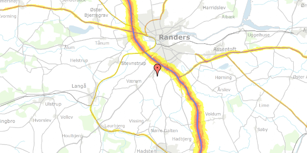 Trafikstøjkort på Vangen 27, 8940 Randers SV