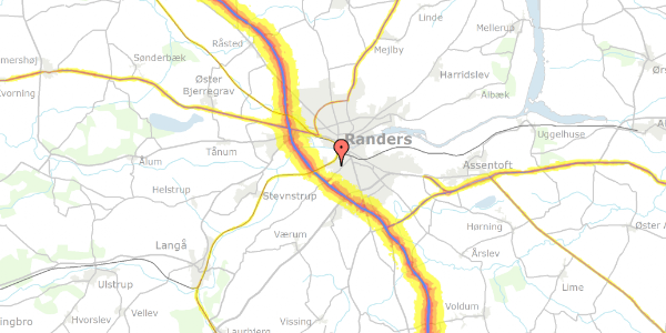 Trafikstøjkort på Vendsysselvej 9, 8940 Randers SV