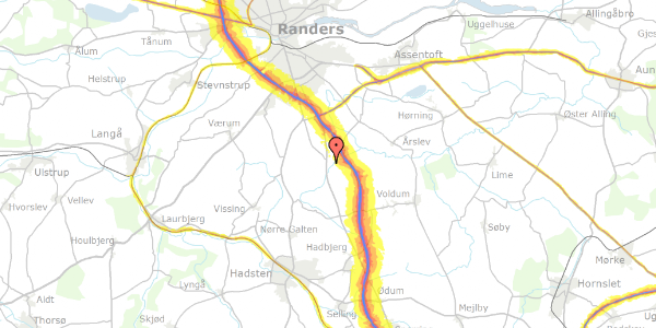 Trafikstøjkort på Ølstvadbrovej 8, 8940 Randers SV