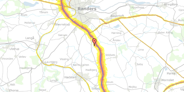 Trafikstøjkort på Ølstvadbrovej 13, 8940 Randers SV