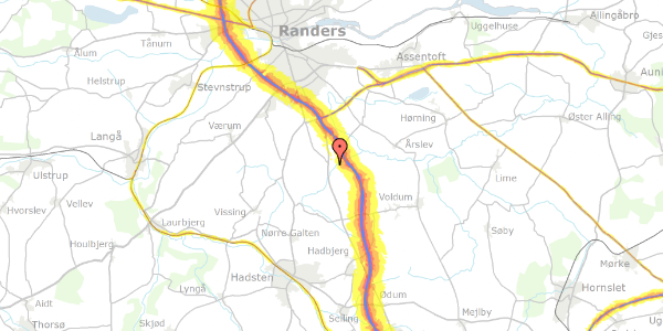 Trafikstøjkort på Ølstvadbrovej 24, 8940 Randers SV