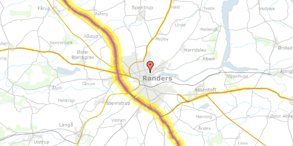 Trafikstøjkort på Østervangsvej 12, 8900 Randers C