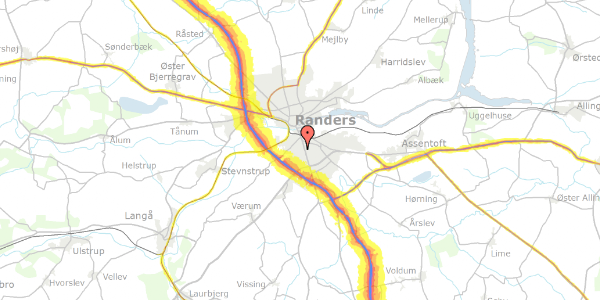 Trafikstøjkort på Aalborggade 52, 8940 Randers SV