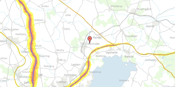 Trafikstøjkort på Ribesvænget 1, 8543 Hornslet