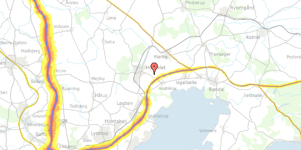 Trafikstøjkort på Rodskovvej 73, 8543 Hornslet
