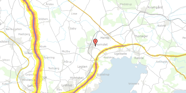 Trafikstøjkort på Rosenholmvej 4, 8543 Hornslet