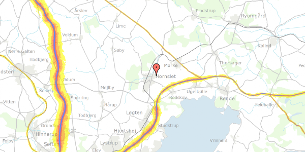 Trafikstøjkort på Rosenholmvej 58, 8543 Hornslet