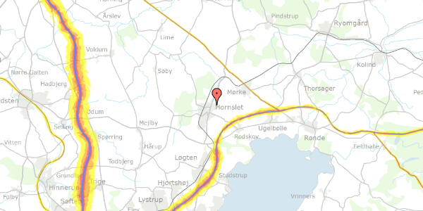 Trafikstøjkort på Rosenholmvej 72, 8543 Hornslet