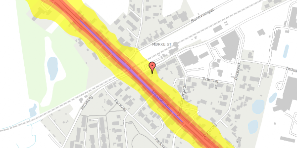 Trafikstøjkort på Stationsvej 2, 8544 Mørke