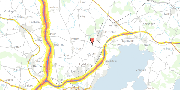 Trafikstøjkort på Sønderholmvej 21, 8543 Hornslet