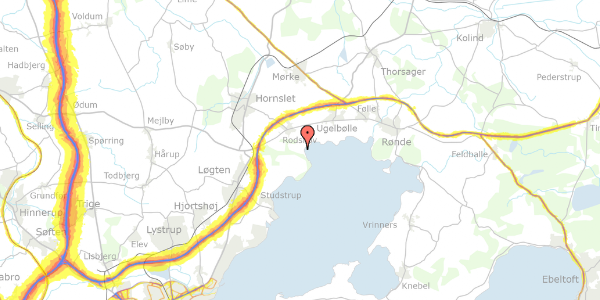 Trafikstøjkort på Vestre Tværvej 85, 8543 Hornslet