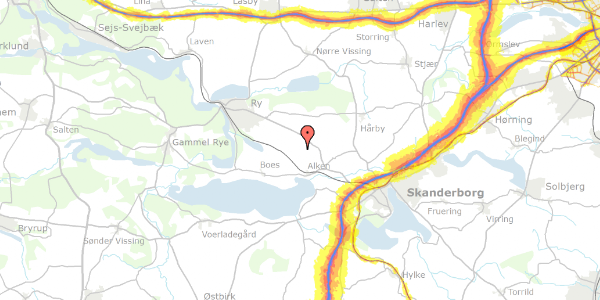 Trafikstøjkort på Alkenvej 33, 8660 Skanderborg