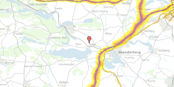 Trafikstøjkort på Alkenvej 41, 8660 Skanderborg