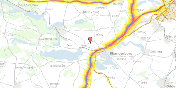 Trafikstøjkort på Illerup Gyde 4, 8660 Skanderborg