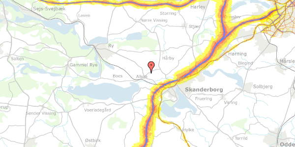 Trafikstøjkort på Illerupvej 20, 8660 Skanderborg