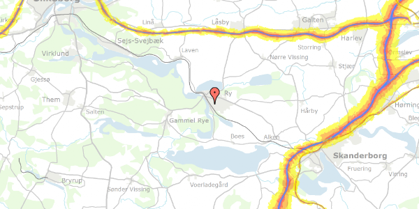 Trafikstøjkort på Klostervej 17, 8680 Ry