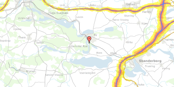 Trafikstøjkort på Klostervej 150, 8680 Ry