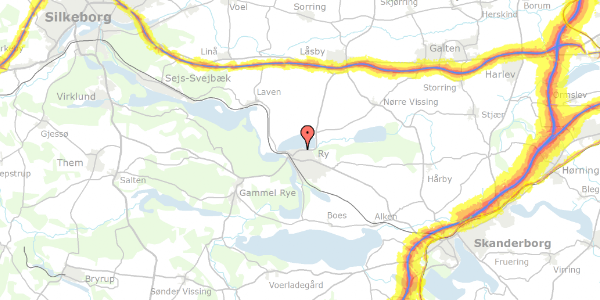 Trafikstøjkort på Randersvej 67, 8680 Ry